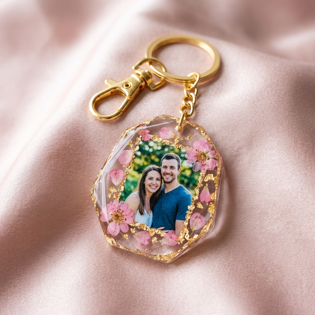 Personalized Resin Photo Keepsake Keychain
